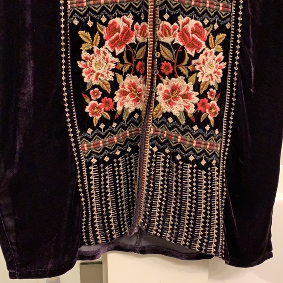 💜Johnny Was Matilda Button Down Djellaba Velvet Dress Size (XS) Warn Once!!!💜 - Picture 6 of 16